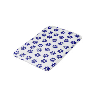 Pattern Of Paws, Dog Paws, Navy Blue Paws Bath Mat
