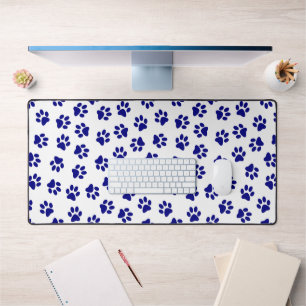 Pattern Of Paws, Dog Paws, Navy Blue Paws Desk Mat
