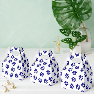 Pattern Of Paws, Dog Paws, Navy Blue Paws Favor Box
