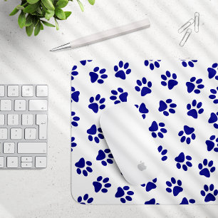 Pattern Of Paws, Dog Paws, Navy Blue Paws Mouse Pad