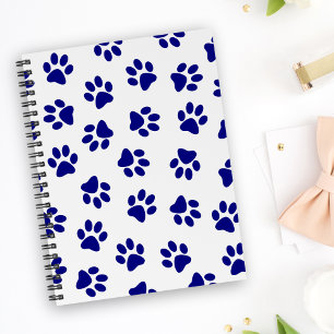 Pattern Of Paws, Dog Paws, Navy Blue Paws Notebook