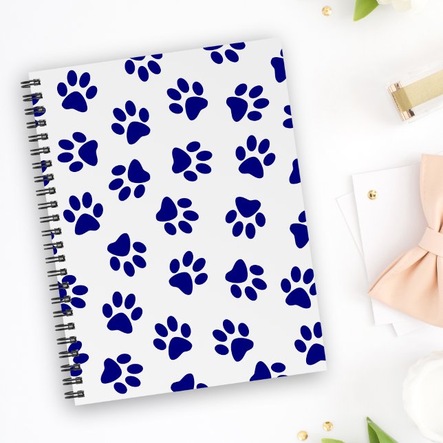 Pattern Of Paws, Dog Paws, Navy Blue Paws Notebook (Creator Uploaded)