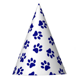 Pattern Of Paws, Dog Paws, Navy Blue Paws Party Hat