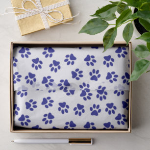 Pattern Of Paws, Dog Paws, Navy Blue Paws Tissue Paper