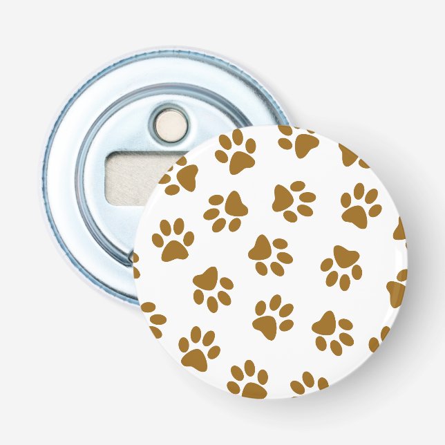 Pattern Of Paws, Dog Paws, Orange Gold Paws Bottle Opener (Front)