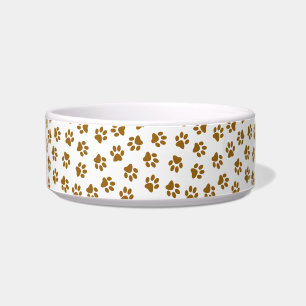 Pattern Of Paws, Dog Paws, Orange Gold Paws Bowl