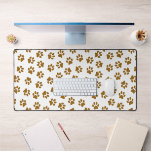 Pattern Of Paws, Dog Paws, Orange Gold Paws Desk Mat