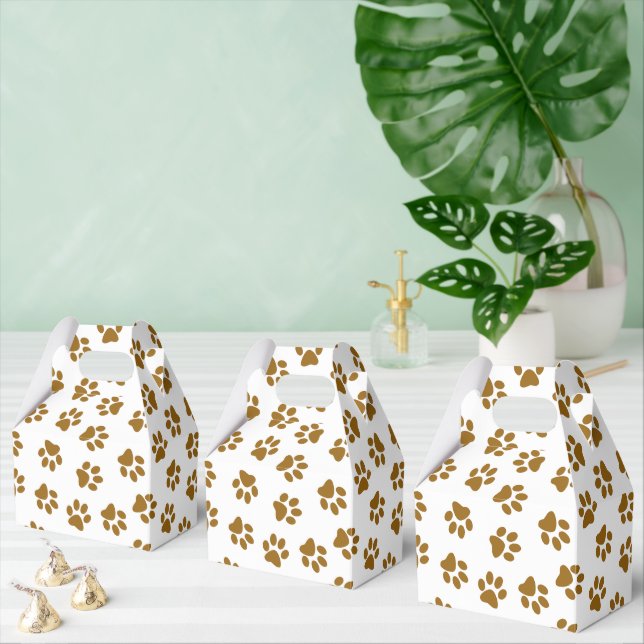 Pattern Of Paws, Dog Paws, Orange Gold Paws Favor Box (Multiple)