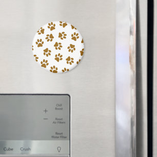 Pattern Of Paws, Dog Paws, Orange Gold Paws Magnet
