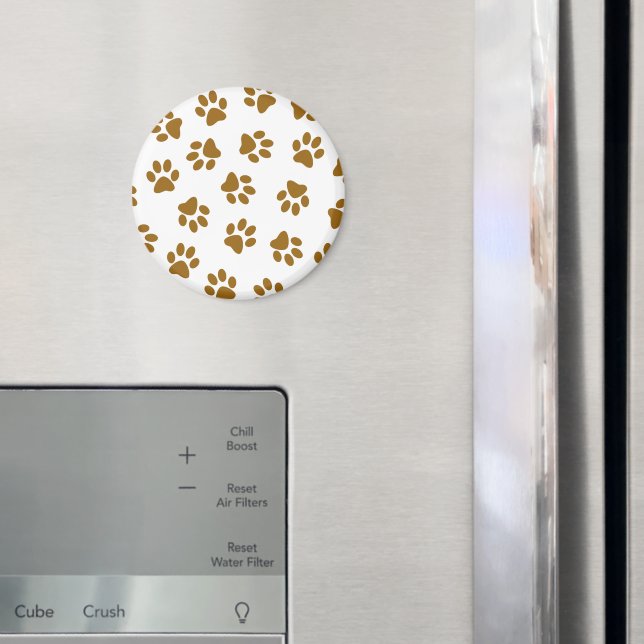 Pattern Of Paws, Dog Paws, Orange Gold Paws Magnet (In Situ (Fridge))
