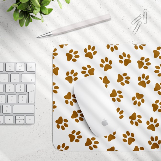 Pattern Of Paws, Dog Paws, Orange Gold Paws Mouse Pad (Creator Uploaded)