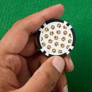 Pattern Of Paws, Dog Paws, Orange Gold Paws Poker Chips