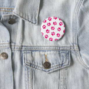 Pattern Of Paws, Dog Paws, Pink Paws 2 Inch Round Button