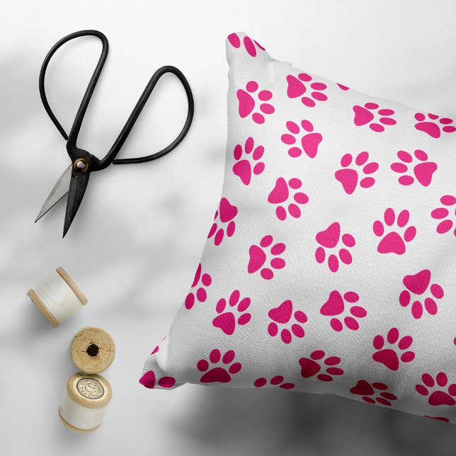 Pattern Of Paws, Dog Paws, Pink Paws Accent Pillow (Creator Uploaded)