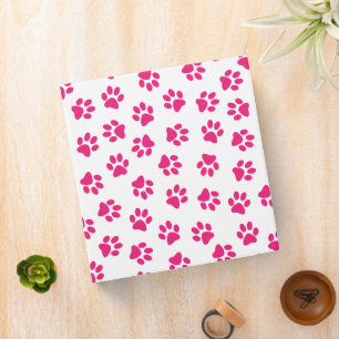 Pattern Of Paws, Dog Paws, Pink Paws Binder