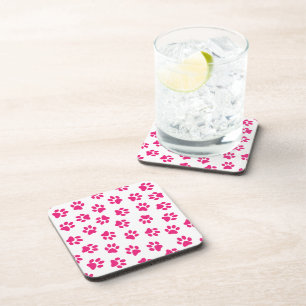 Pattern Of Paws, Dog Paws, Pink Paws Coaster