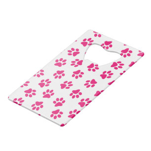 Pattern Of Paws, Dog Paws, Pink Paws Credit Card Bottle Opener