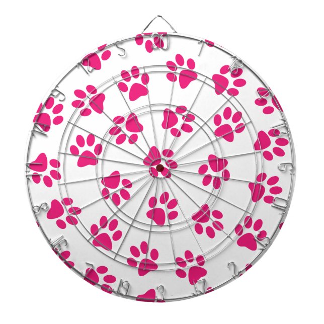 Pattern Of Paws, Dog Paws, Pink Paws Dartboard (Front)