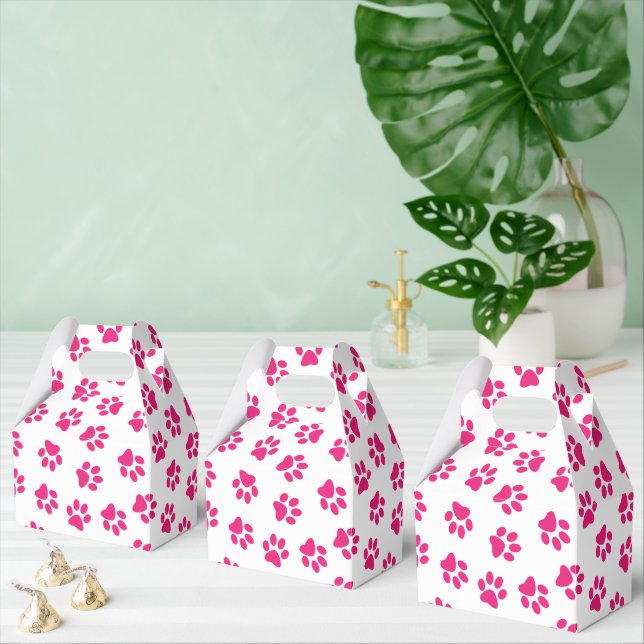 Pattern Of Paws, Dog Paws, Pink Paws Favor Box (Multiple)