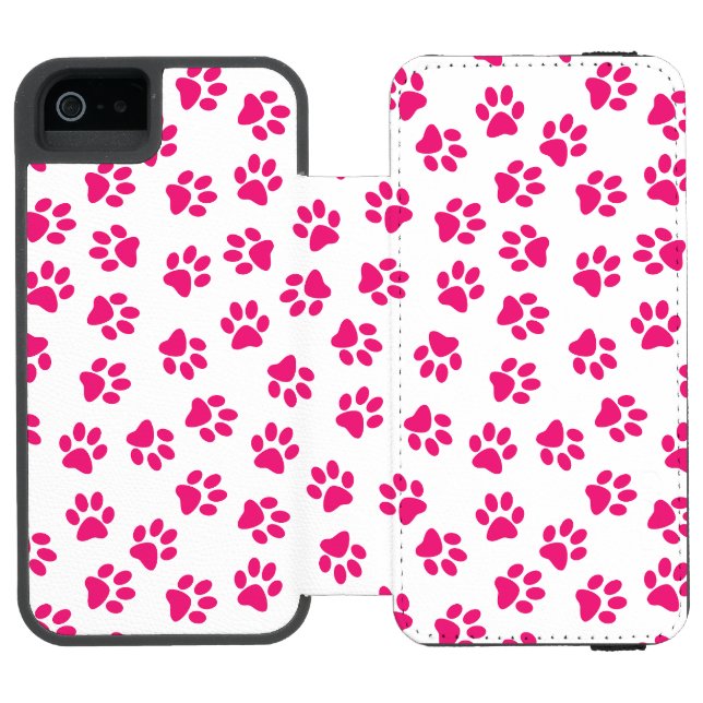 Pattern Of Paws, Dog Paws, Pink Paws Incipio iPhone Wallet Case (Folio Open)