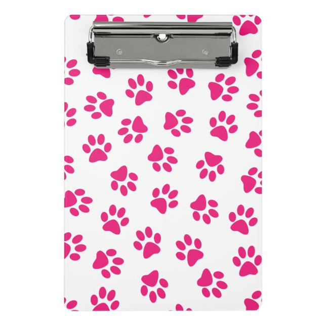 Pattern Of Paws, Dog Paws, Pink Paws Mini Clipboard (Front)