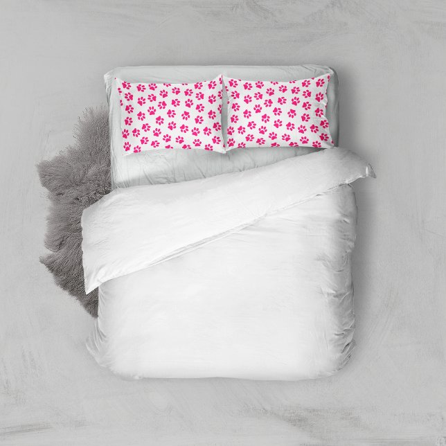 Pattern Of Paws, Dog Paws, Pink Paws Pillowcase (Creator Uploaded)