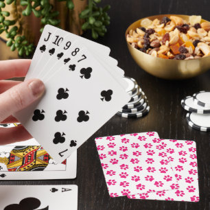 Pattern Of Paws, Dog Paws, Pink Paws Playing Cards