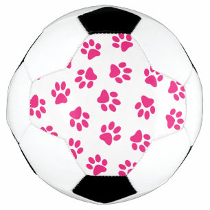 Pattern Of Paws, Dog Paws, Pink Paws Soccer Ball