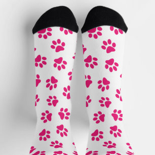 Pattern Of Paws, Dog Paws, Pink Paws Socks