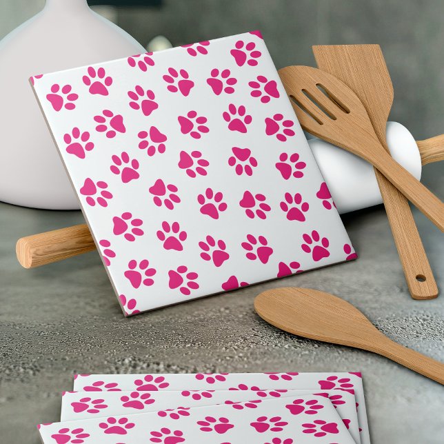 Pattern Of Paws, Dog Paws, Pink Paws Tile (Creator Uploaded)