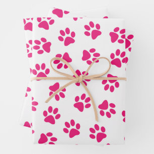 Pattern Of Paws, Dog Paws, Pink Paws Wrapping Paper Sheet