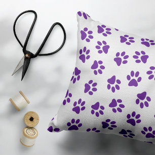 Pattern Of Paws, Dog Paws, Purple Paws Accent Pillow