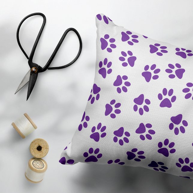 Pattern Of Paws, Dog Paws, Purple Paws Accent Pillow (Creator Uploaded)