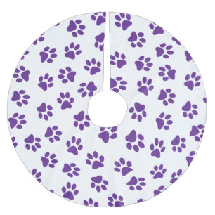 Pattern Of Paws, Dog Paws, Purple Paws Brushed Polyester Tree Skirt