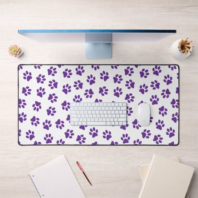 Pattern Of Paws, Dog Paws, Purple Paws Desk Mat (Office 1)