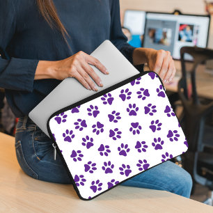 Pattern Of Paws, Dog Paws, Purple Paws Laptop Sleeve