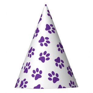 Pattern Of Paws, Dog Paws, Purple Paws Party Hat