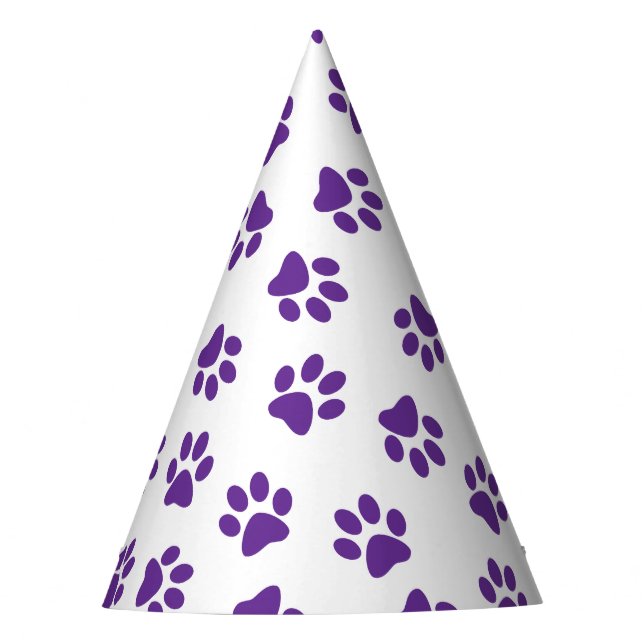 Pattern Of Paws, Dog Paws, Purple Paws Party Hat (Front)