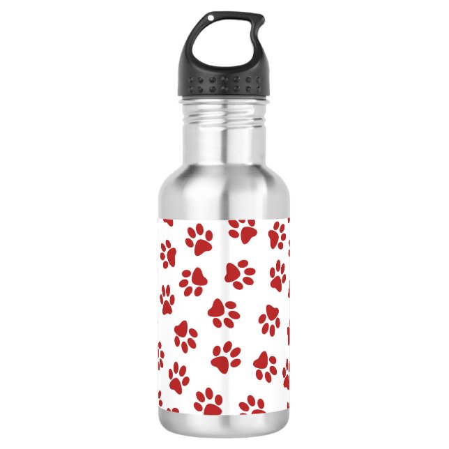 Pattern Of Paws, Dog Paws, Red Paws 532 Ml Water Bottle (Front)
