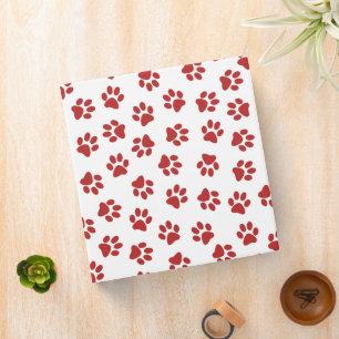 Pattern Of Paws, Dog Paws, Red Paws Binder