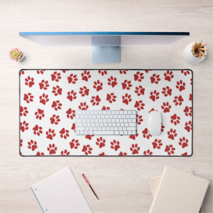 Pattern Of Paws, Dog Paws, Red Paws Desk Mat