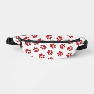 Pattern Of Paws, Dog Paws, Red Paws Fanny Pack