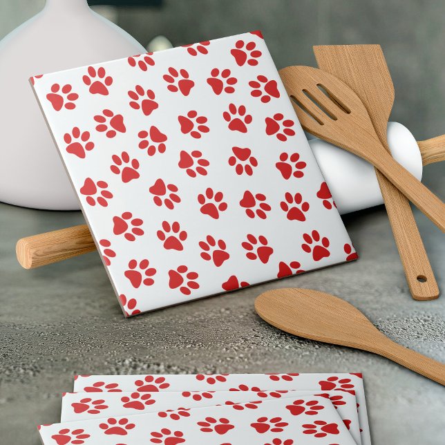 Pattern Of Paws, Dog Paws, Red Paws Tile (Creator Uploaded)