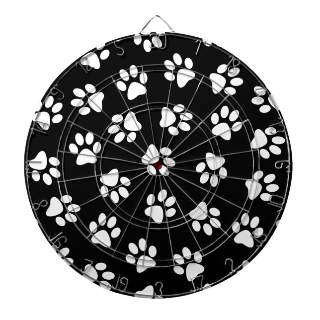 Pattern Of Paws, Dog Paws, White Paws Dartboard (Front)