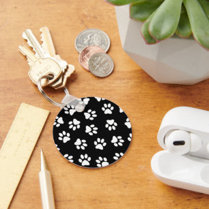 Pattern Of Paws, Dog Paws, White Paws Keychain