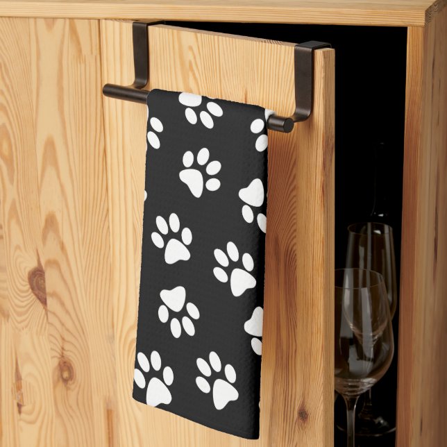 Pattern Of Paws, Dog Paws, White Paws Kitchen Towel (Thirds Fold)