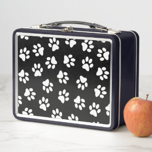 Pattern Of Paws, Dog Paws, White Paws Metal Lunch Box