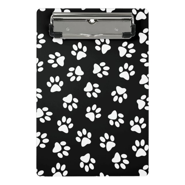 Pattern Of Paws, Dog Paws, White Paws Mini Clipboard (Front)