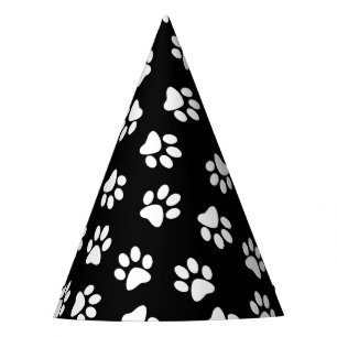 Pattern Of Paws, Dog Paws, White Paws Party Hat