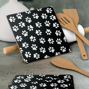 Pattern Of Paws, Dog Paws, White Paws Tile